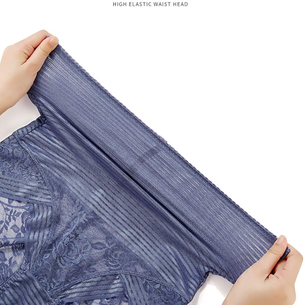 Bragas Braguitas Tangas Señoras del Verano Peinados De Algodón Y Encaje Completa Maxi Estiramiento Breve Bragas Alta Subida del Bragas, Paquete De 3(E,Large)