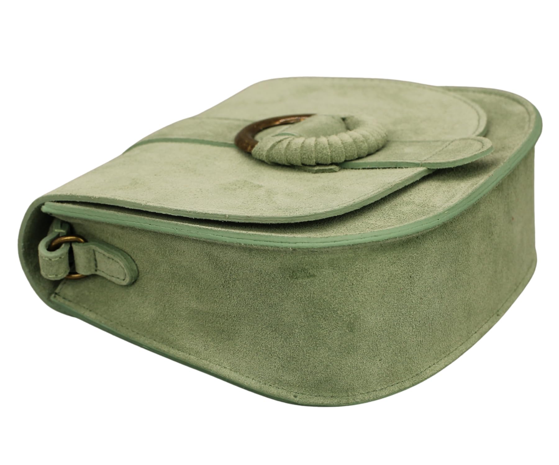 ADEL damska torba na ramię z prawdziwego zamszu ELLEN ręcznie wykonana torba Crossbody Bag 2 przegródki, torba na ramię z regulowanym paskiem skórzanym, wyprodukowano we Włoszech