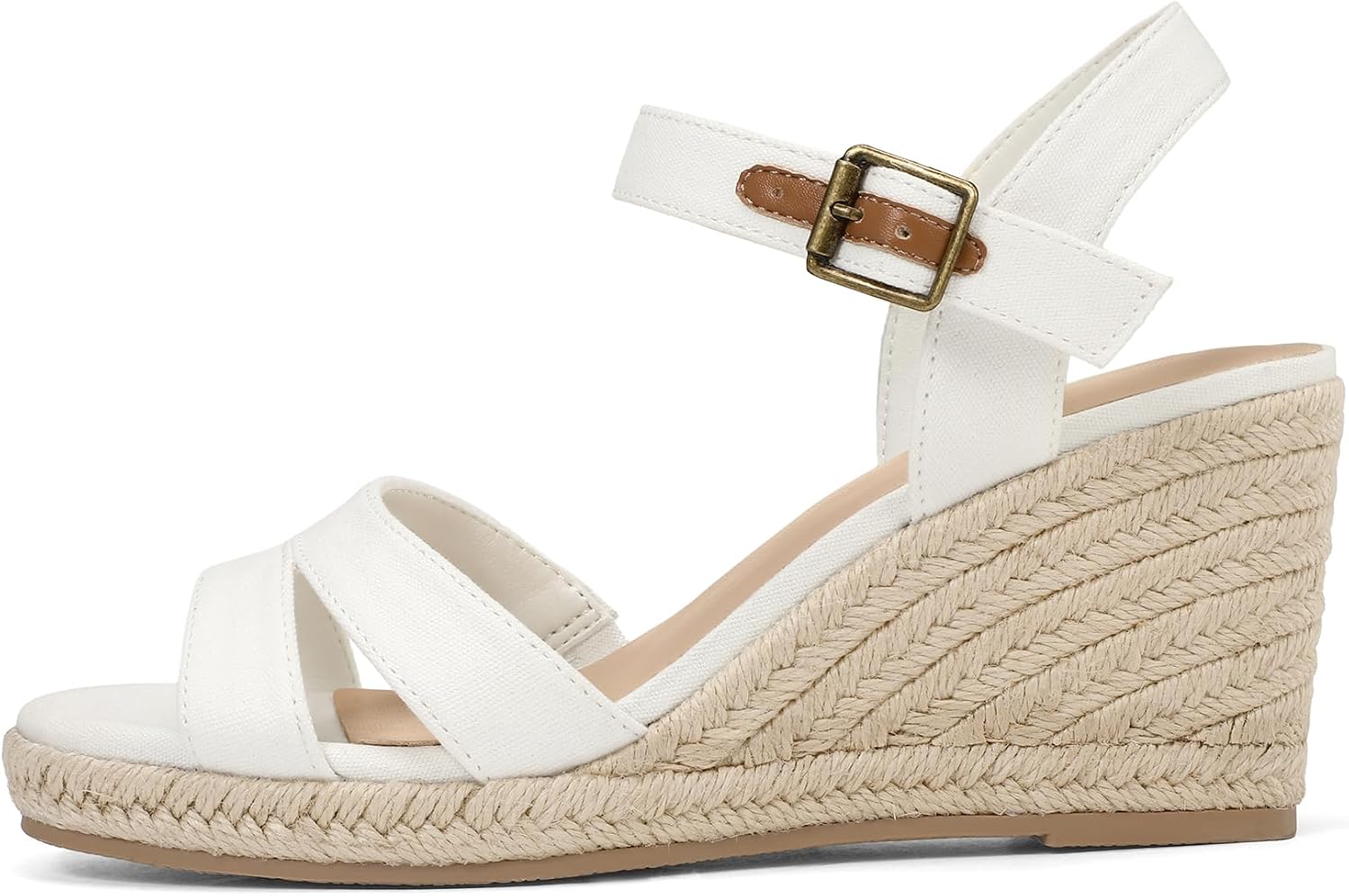 mysoft Women's Espadrilles Open Toe Wedge Sandals Ankle Strap Summer Dressy Shoes image 4