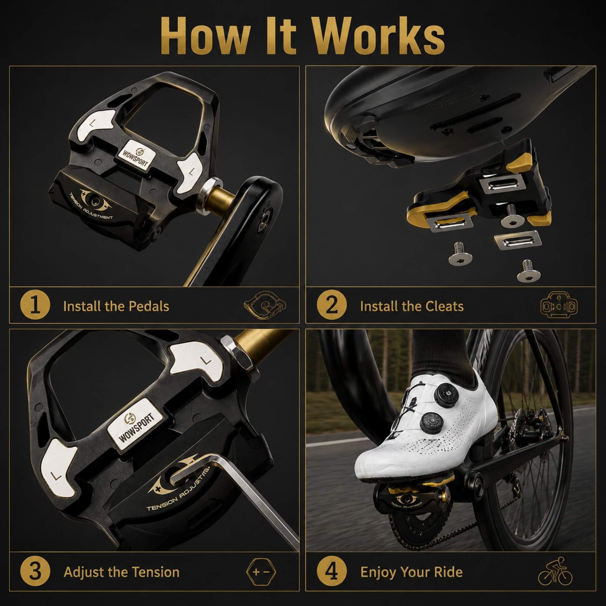 Amazon.com : WOWSPORT Carbon Fiber SPD-SL W8000 Road Bike Pedals