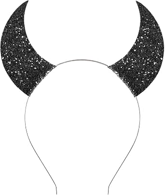 Laivomda Devil Horns Headband, Halloween Glitter Devil Ears Headband, Fancy Dress Cosplay Outfit Hairband for Halloween Women Girls