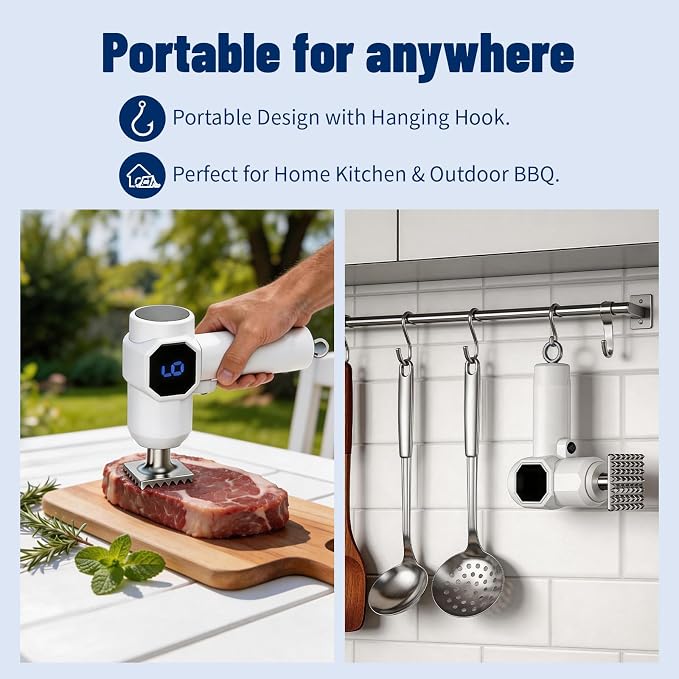 Ablandador de Carne Eléctrico Jegxemt 4 Velocidades Acero Inoxidable Blanco miniatura 6