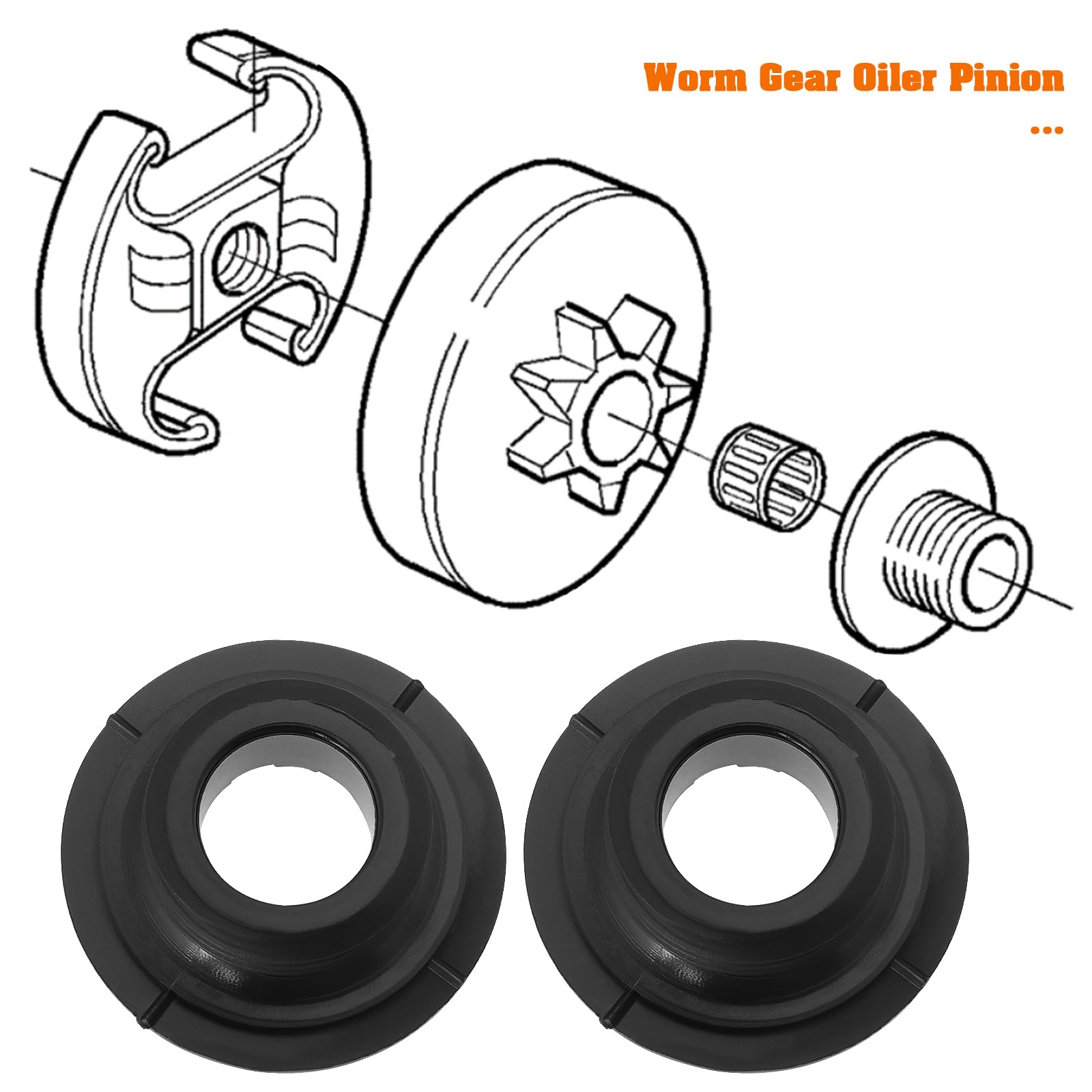 The Lord of the Tools 2pcs Worm Gear Oiler Pinion Compatible with Husqvarna 598718301 Compatible with Rancher 455 460 Chainsaw Oil Pump Gear Replacement - Image 3