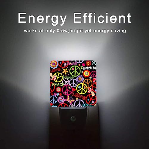 Miniatura 6 de Hippie Peace Flowers - Luz nocturna enchufable con sensor de atardecer a amanecer para dormitorio, baño y sala de estar, lámpara apta para dormir de