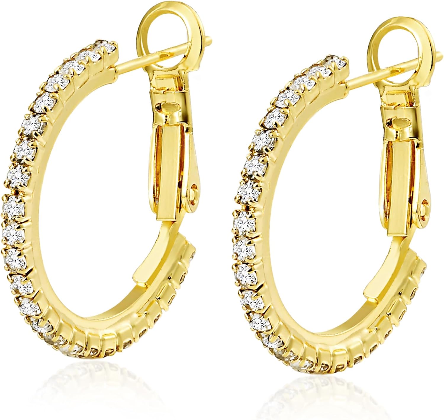 Kainier Gold Hoop Earrings for Women Hypoallergenic Sterling Silver Post Lightweight Hoops Jewelry 20mm-70mm Large Gold Earrings Textured or Zircon Rhinestone Design Trendy Statement Gift Jewelry