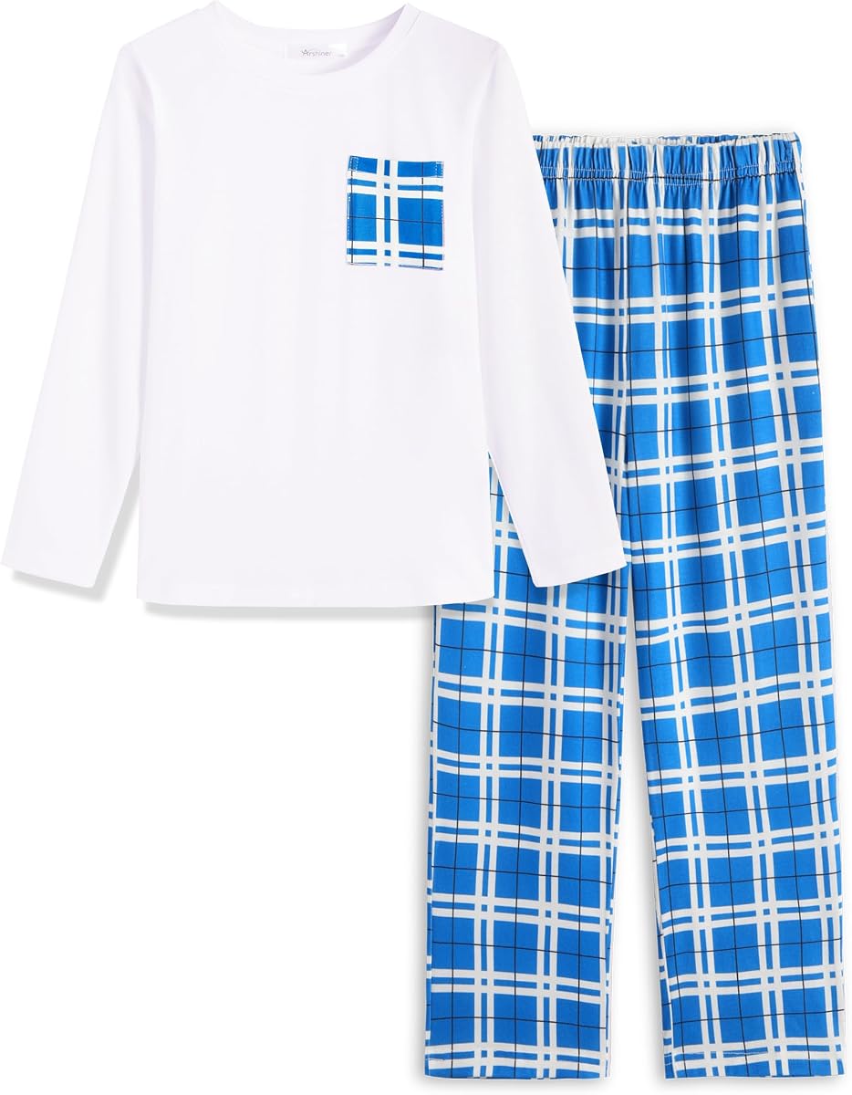 Arshiner Boys Pajamas Long Sleeve Top and Pants 2 Piece Pajama Set for Boys