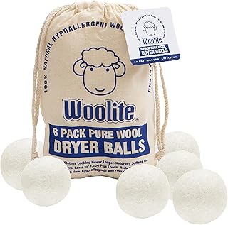 WOOLITE Reusable Wool Laundry Dryer Balls, Cuts Drying Time in Half, Natural Fabric Softener, Reduces Clothing Wrinkles, E...
