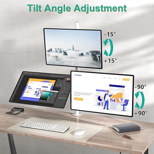 Miniatura 6 de WALI Triple Monitor Stand, Fully Adjustable Three Monitor Desk Mount Fits 3 Screens up to 27 inch, 22 lbs. Weight Capacity per Arm (M003-W), White