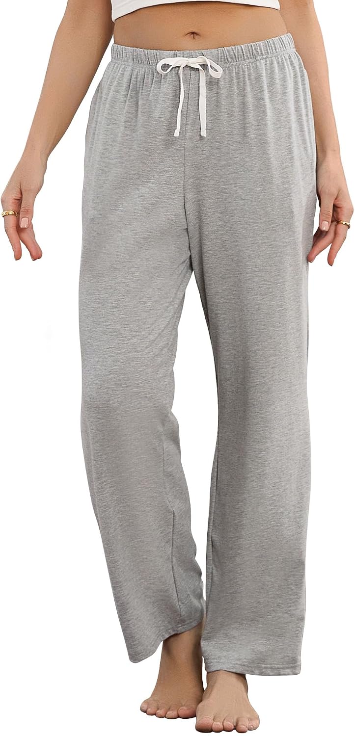 HEARTNICE Womens Cotton Pajama Pants Lightweight Soft Lounge Sleep Bottoms with Pockets