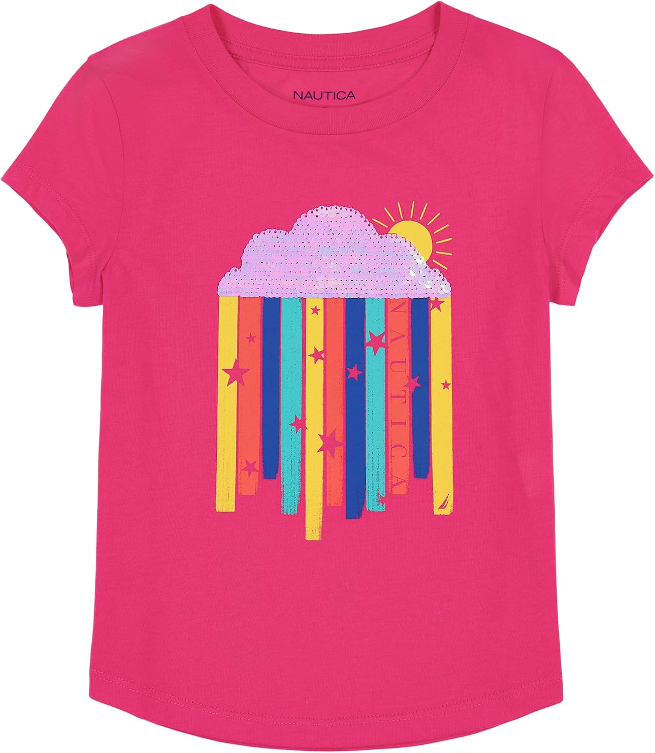 Nautica Girls Short Sleeve Legacy T-Shirt with Flip Sequin Design, Cotton Tee with Tagless Interior