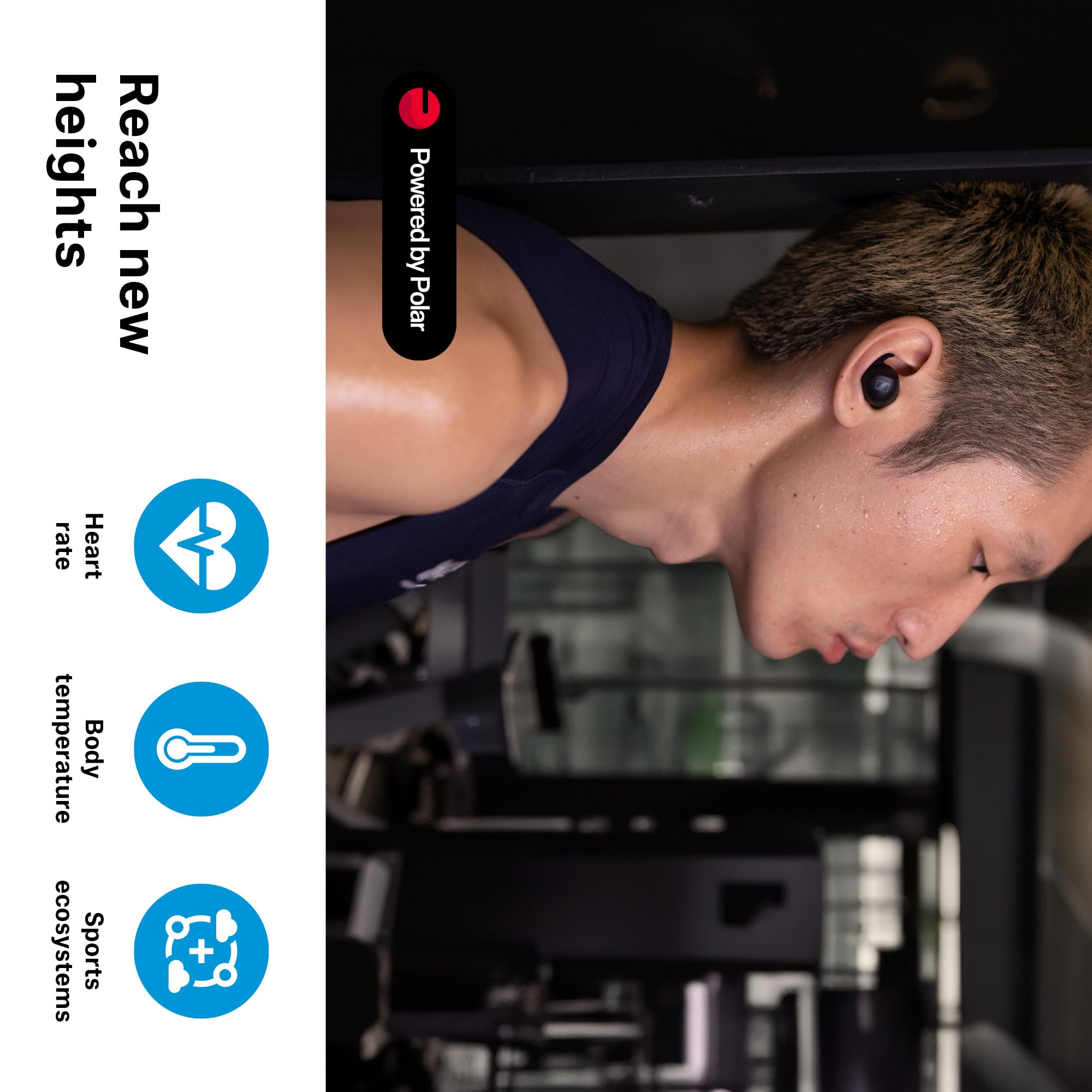 Sennheiser MOMENTUM Sport słuchawki douszne ze sportowy tuning dźwięku i adaptacyjnym ANC, bezpieczne dopasowanie, 24-godzinna żywotność baterii – Grafit