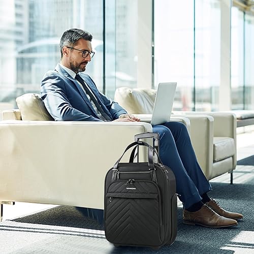 Miniatura 7 de VANKEAN Maleta de mano para debajo del asiento, multifuncional, 16 pulgadas, ligera, para hombres y mujeres, Negro