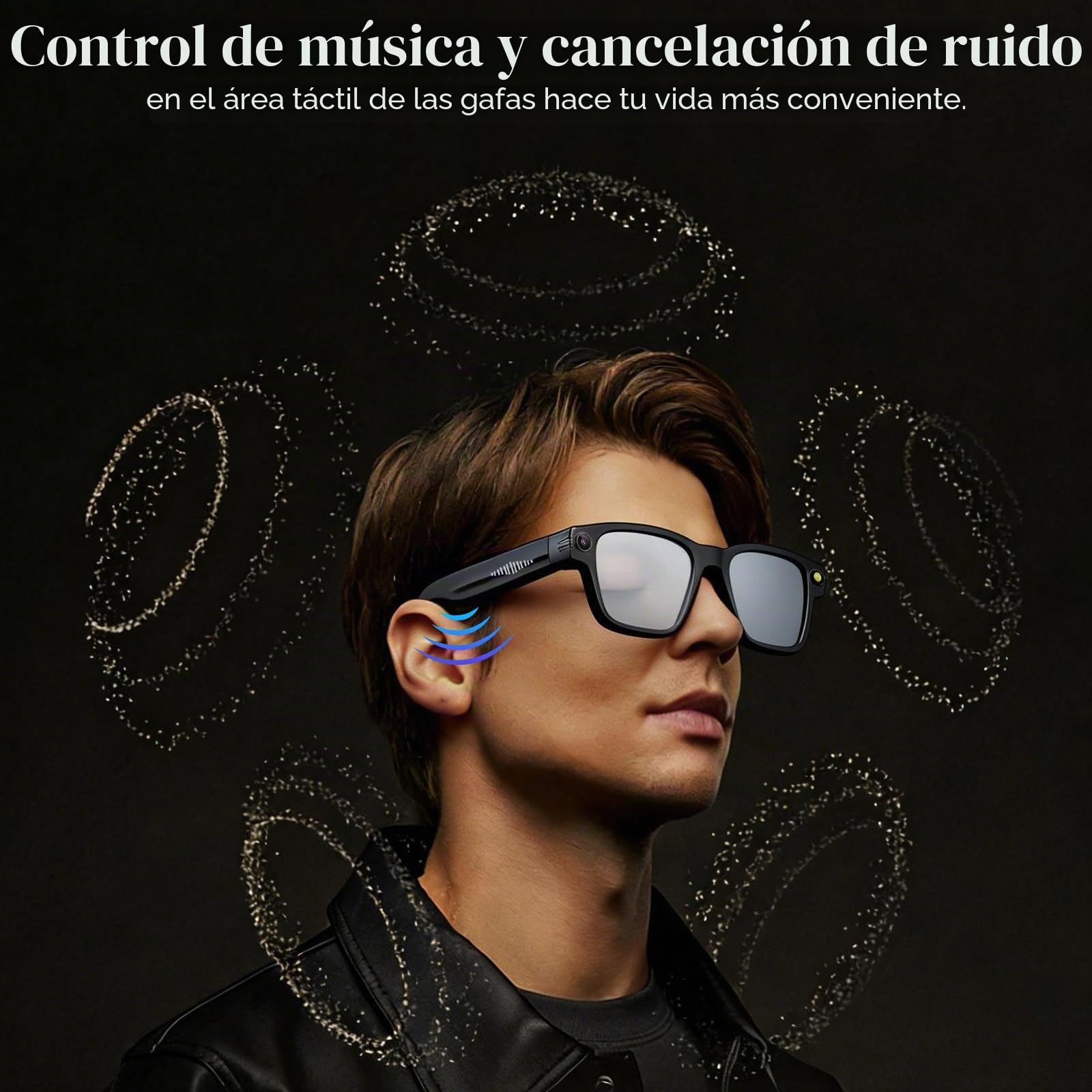 OBEST Gafas Bluetooth con cámara 1080P, gafas de sol inteligentes con grabación de foto/vídeo/audio, asistente de voz AI, traducción en tiempo real y telefonía Bluetooth