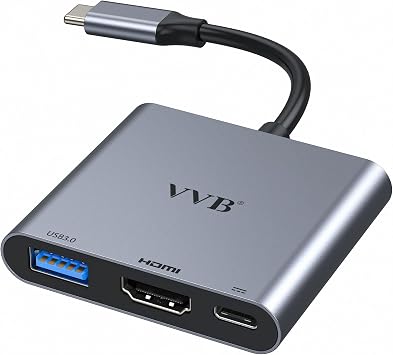 USB C to HDMI Adapter,USB-C Adapter Hub Multiport Digital AV Converter | USB C Dongle with 4K HDMI,USB3.0,Type C PD Charge Port 4K for iPad Pro/air,MacBook Pro/air,Tablet,Switch and More USBC Device