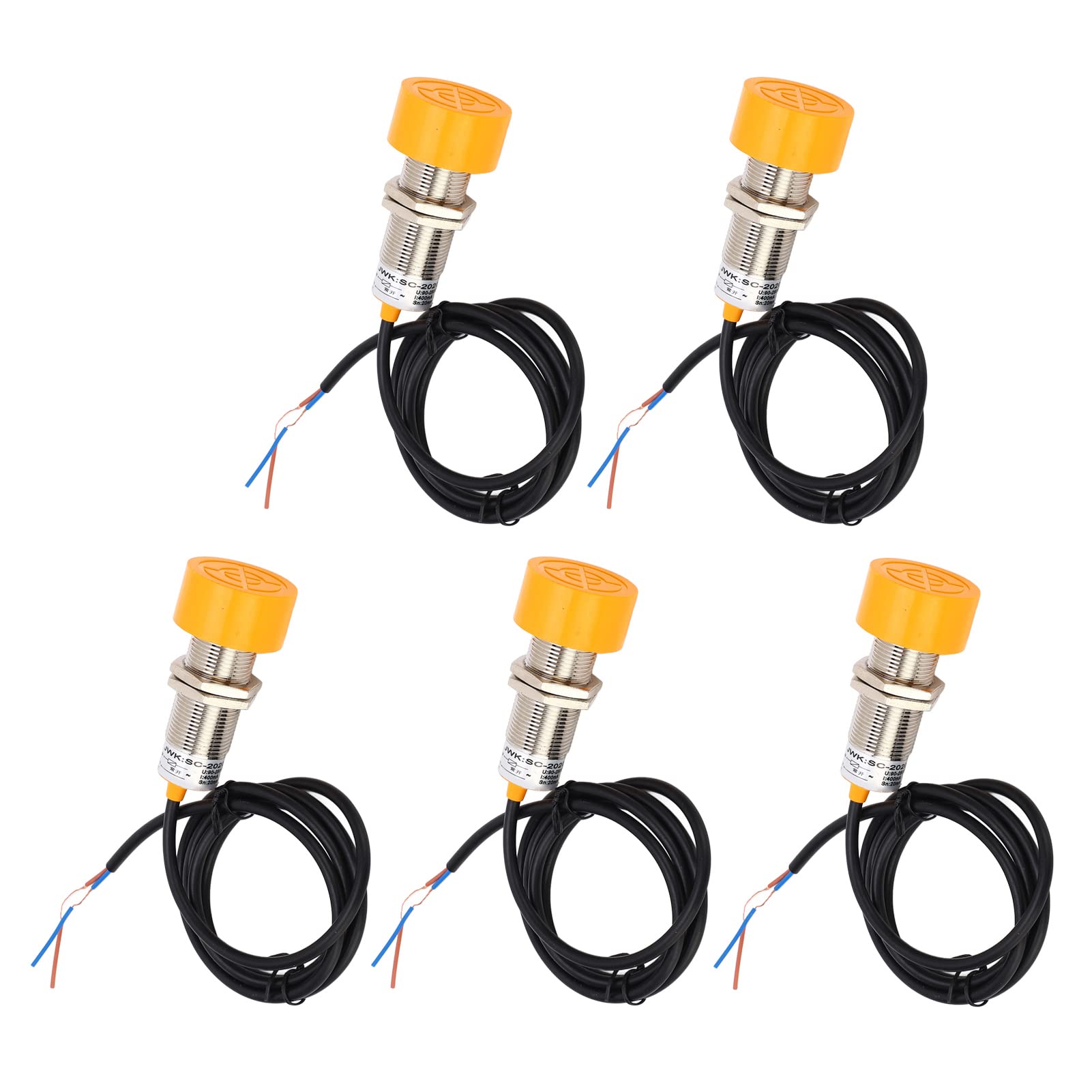 Näherungssensorschalter 20 mm Erkennung |PNP normalerweise offen 90-250 VDC IP65 wasserdicht |Industrieller Sensordetektor für Automatisierung/Maschinen/Förderer |5er-Pack, hohe