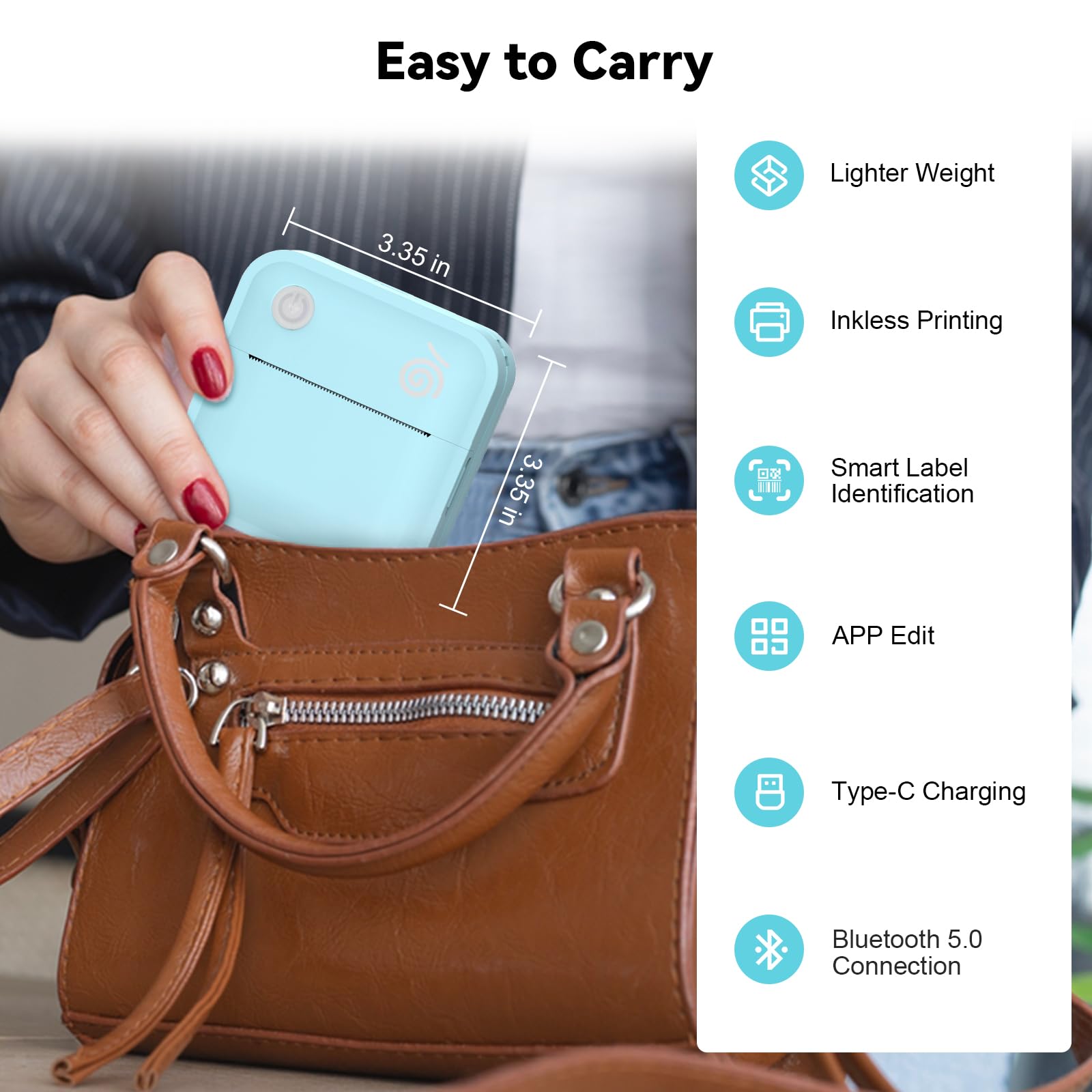 lopevi Etichettatrice - Mini stampante per etichette Bluetooth portatile - Adesivo termico portatile per smartphone Piccola etichettatrice Modelli multipli Icona del carattere Etichetta personalizzata