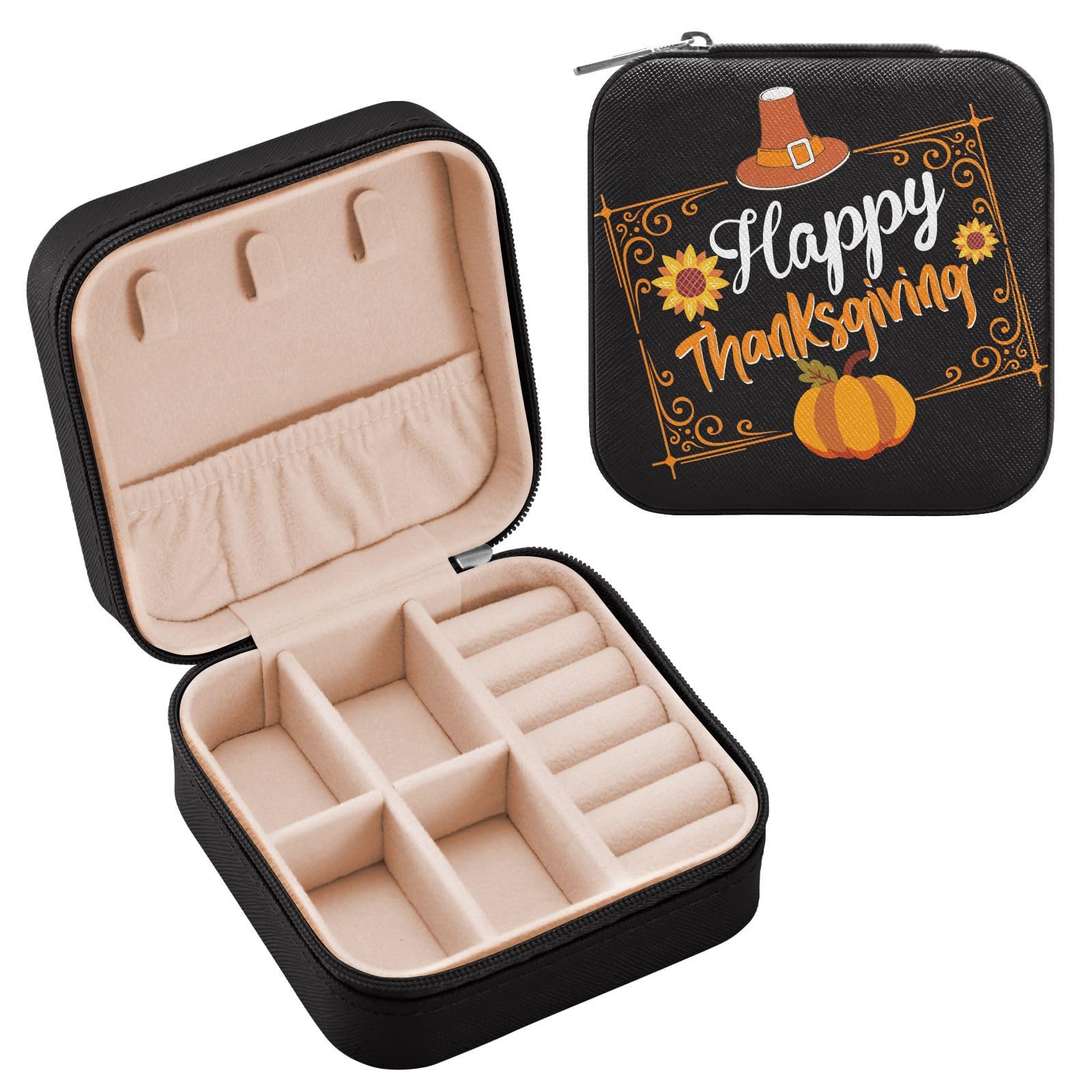 YETTASBIN Thanksgiving Jewelry Box for Teens Girls Women Birthday Christmas Gift Portable PU Leather Jewelry Storage Box Mini
