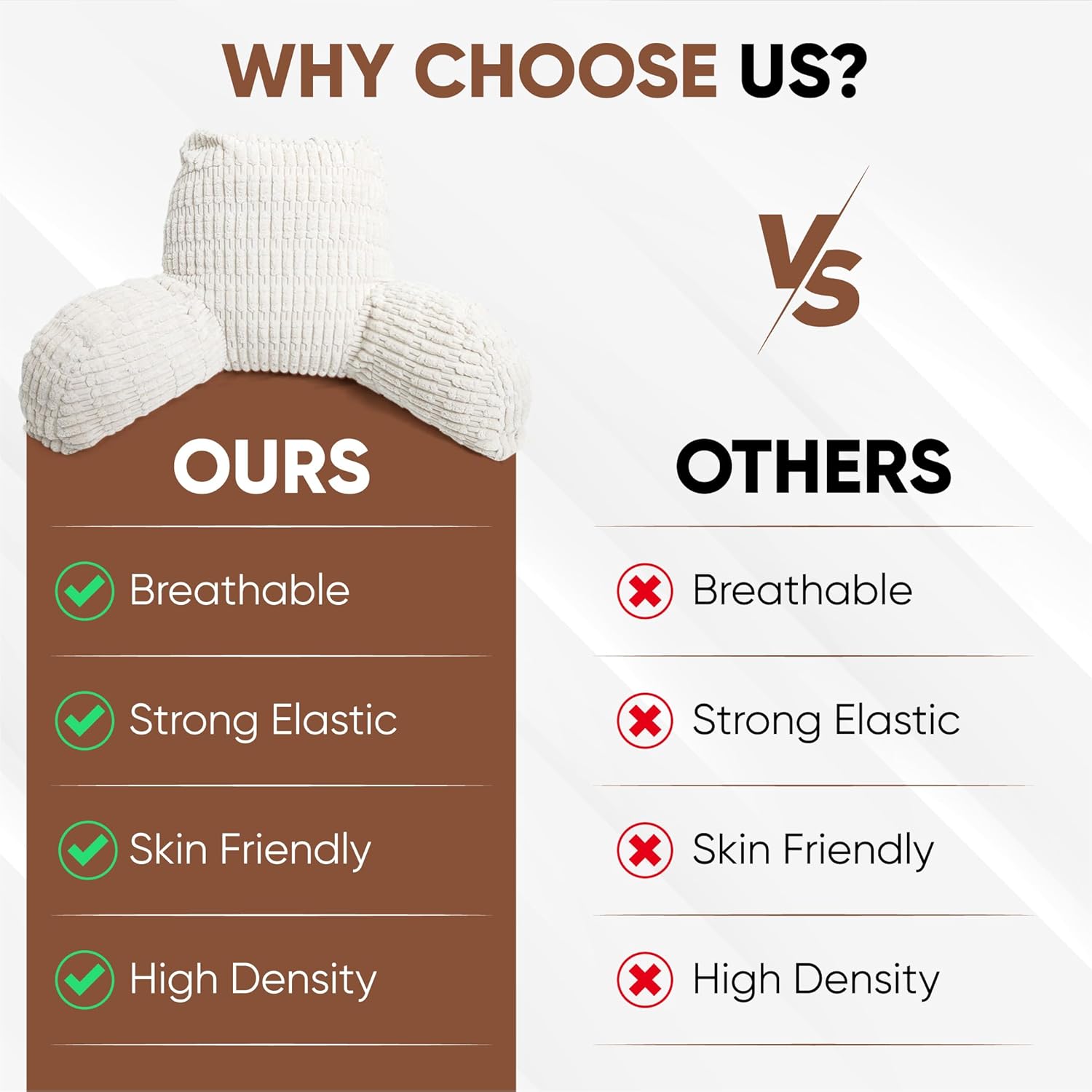 Comfy Reading Pillow with Arms - Supportive Backrest for Bed and Floor Lounging, Perfect for Reading and Relaxing