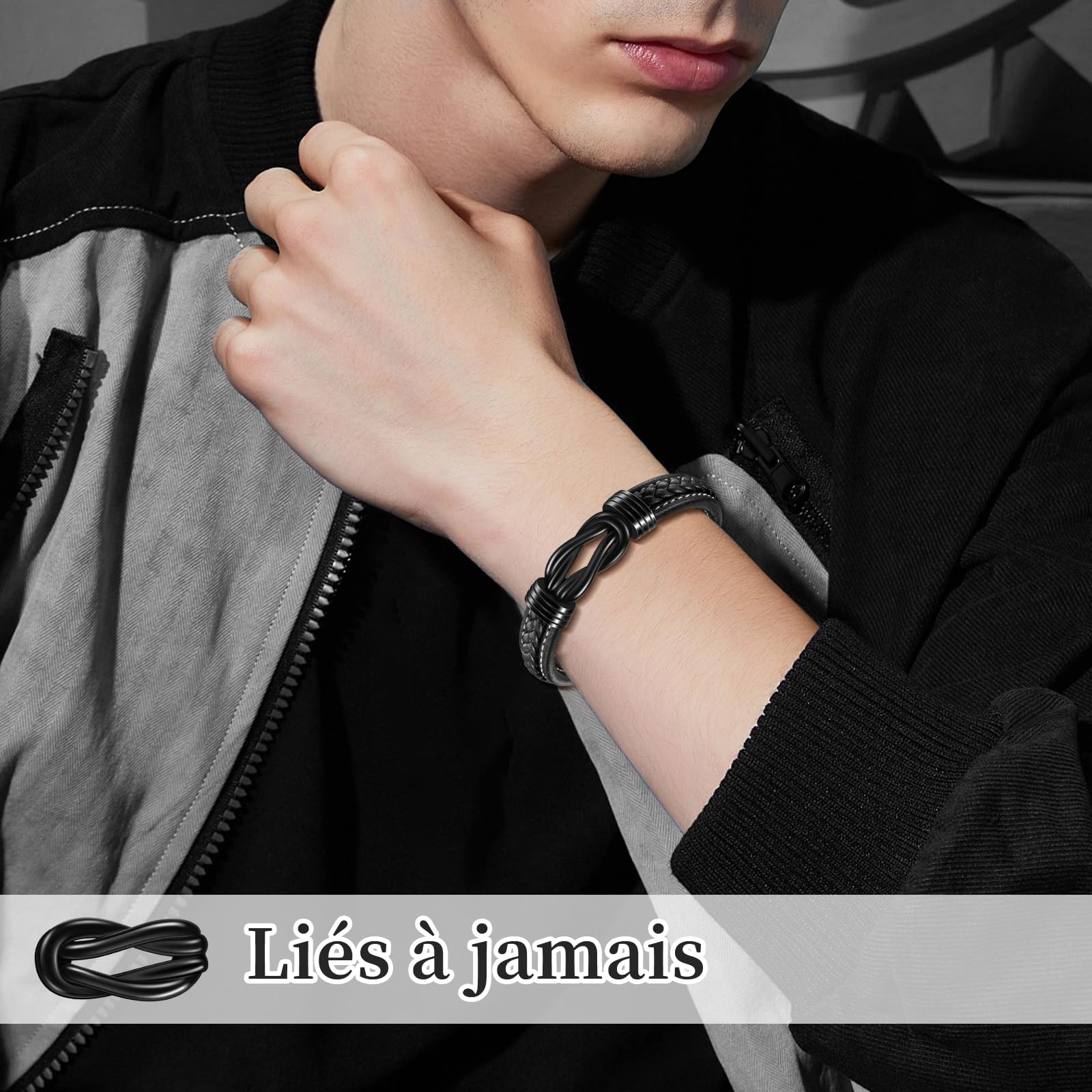 YELUWA Cadeau Fils de Maman, Bracelet avec Gravure Fils de Parents Maman Papa, Cadeaux pour Garçons Adolescents, 17e 18e 21e 16e Anniversaire Garçon, Bracelet Cuir pour Homme