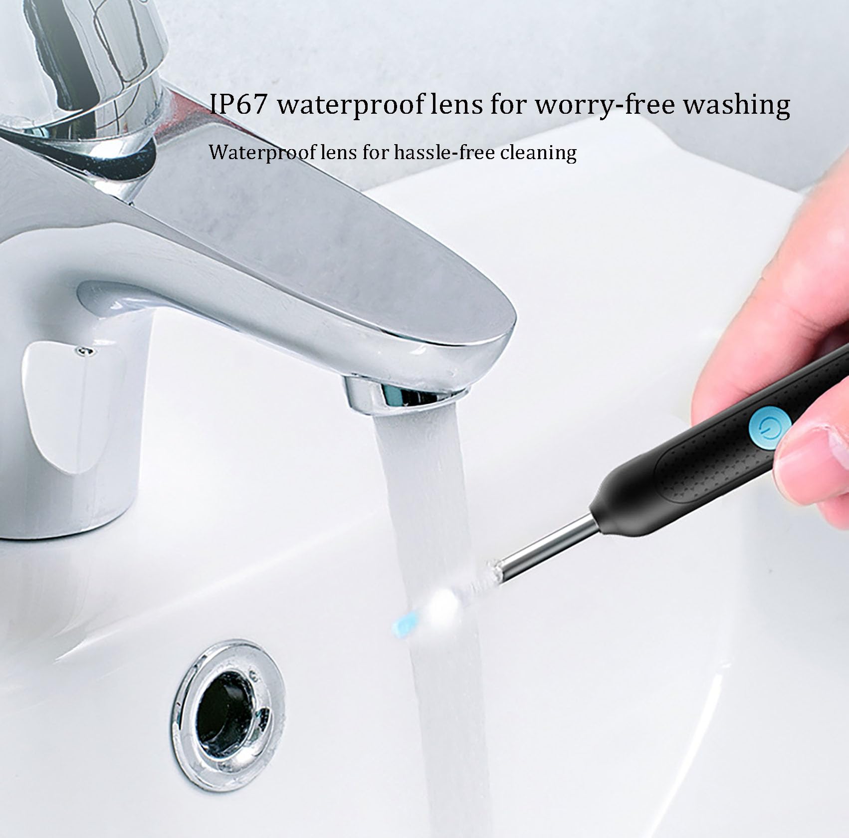 Telecamera intelligente HD per la pulizia dell'orecchio, otoscopio digitale wireless con 6 luci LED, obiettivo impermeabile IP67, design ultra leggero da 13 g, punte in silicone, lunga durata della