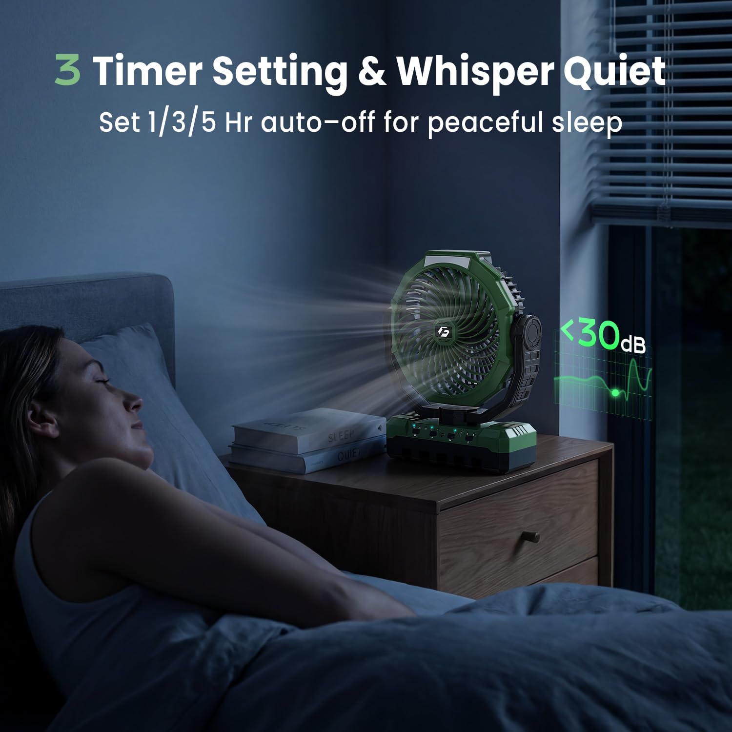 FRIZCOL Ventilatore da campeggio 3 in 1, portatile, ricaricabile, 24000 mAh, alimentato a batteria, con luce e telecomando, per interni, esterni, tenda, viaggi, pesca, cantiere, regali per uomini