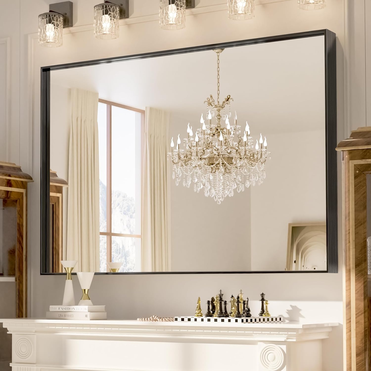 Suidia Bathroom Mirror, 30" x 48" Wall Mirror, Brushed