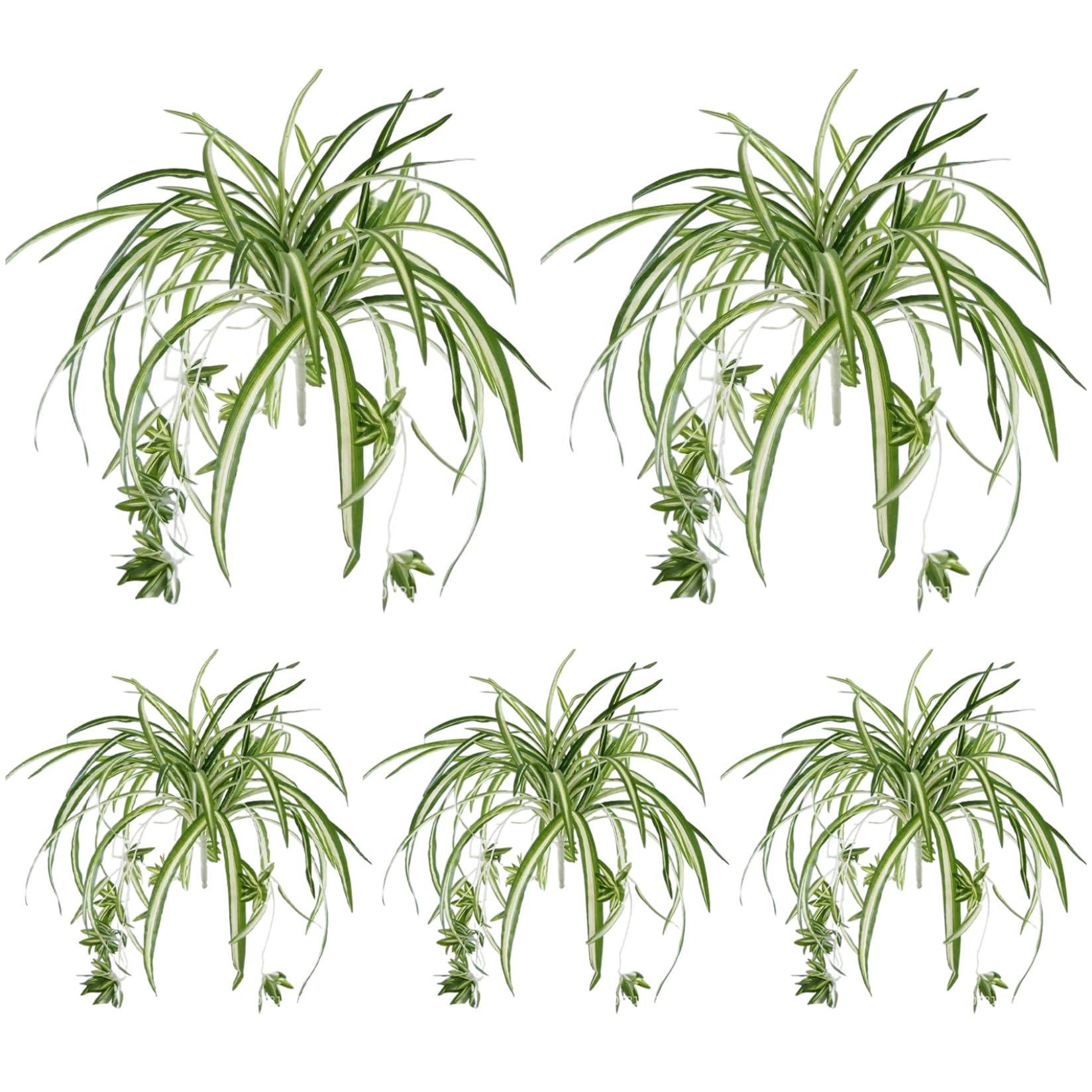 Hbbgdiy 5Pcs 22 Inch Hanging Artificial Spider Plant with Flower Head Lifelike Silk Greenery Spider Plants for Indoor Outdoor Wall Basket Porch Garden Decor
