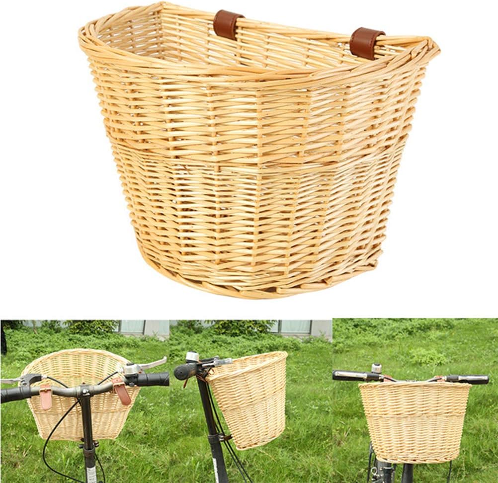 Wicker Bike Basket Front Cargo for Women and Men, Fits Most Bikes, Beach Cruiser, Stationary Bike, Ebike, Road Bike, Woven Bike Basket, Storage Bicycle Basket