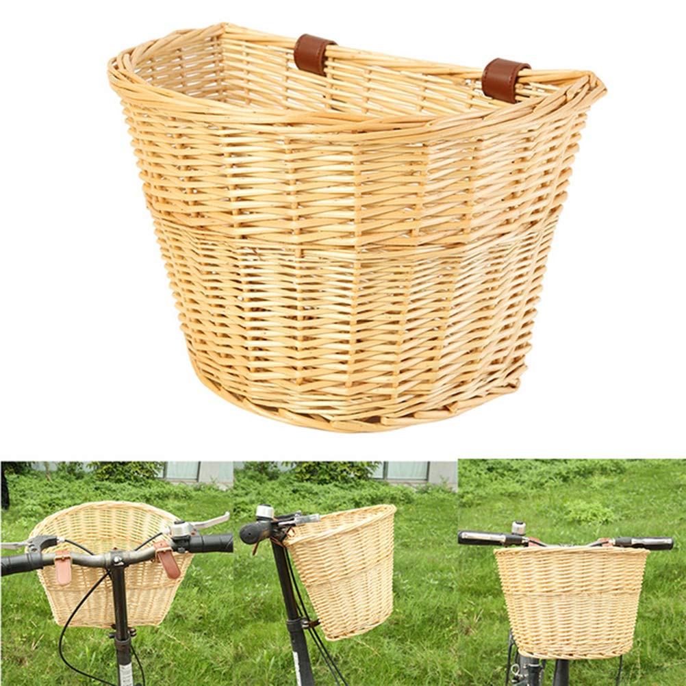 Panier de vélo pour adulte avec guidon avant, résistant à l'eau, sangles réglables en cuir, convient pour un usage alimentaire, noir