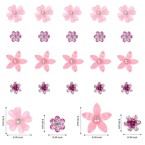 Miniatura 6 de YISSION 20 mini pinzas para el pelo de flores, bonitos horquillas para el pelo con diamantes de imitación, pequeñas pinzas decorativas para el pelo