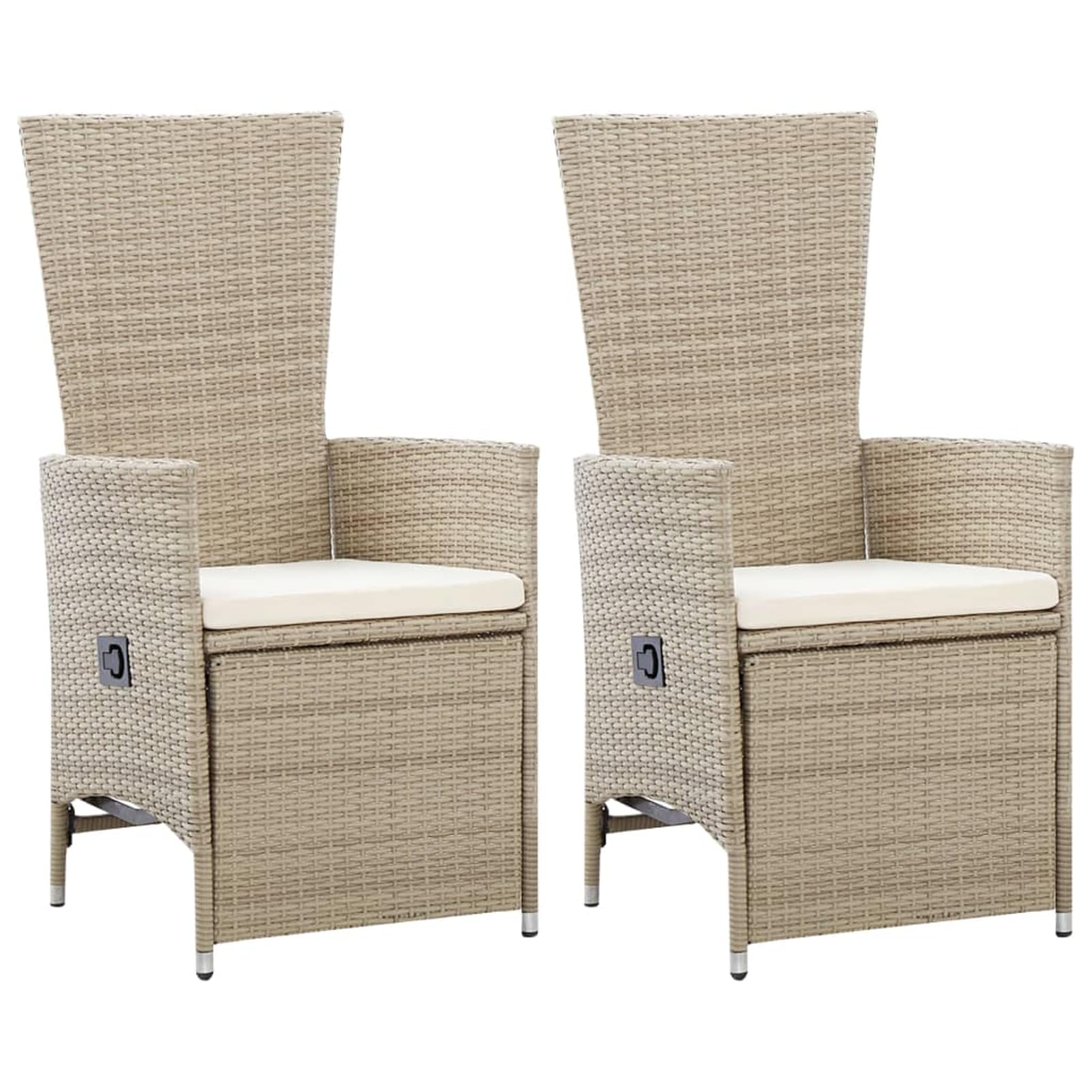 Chaises inclinables de jardin en rotin synthétique beige avec coussins Gecheer - Lot de 2