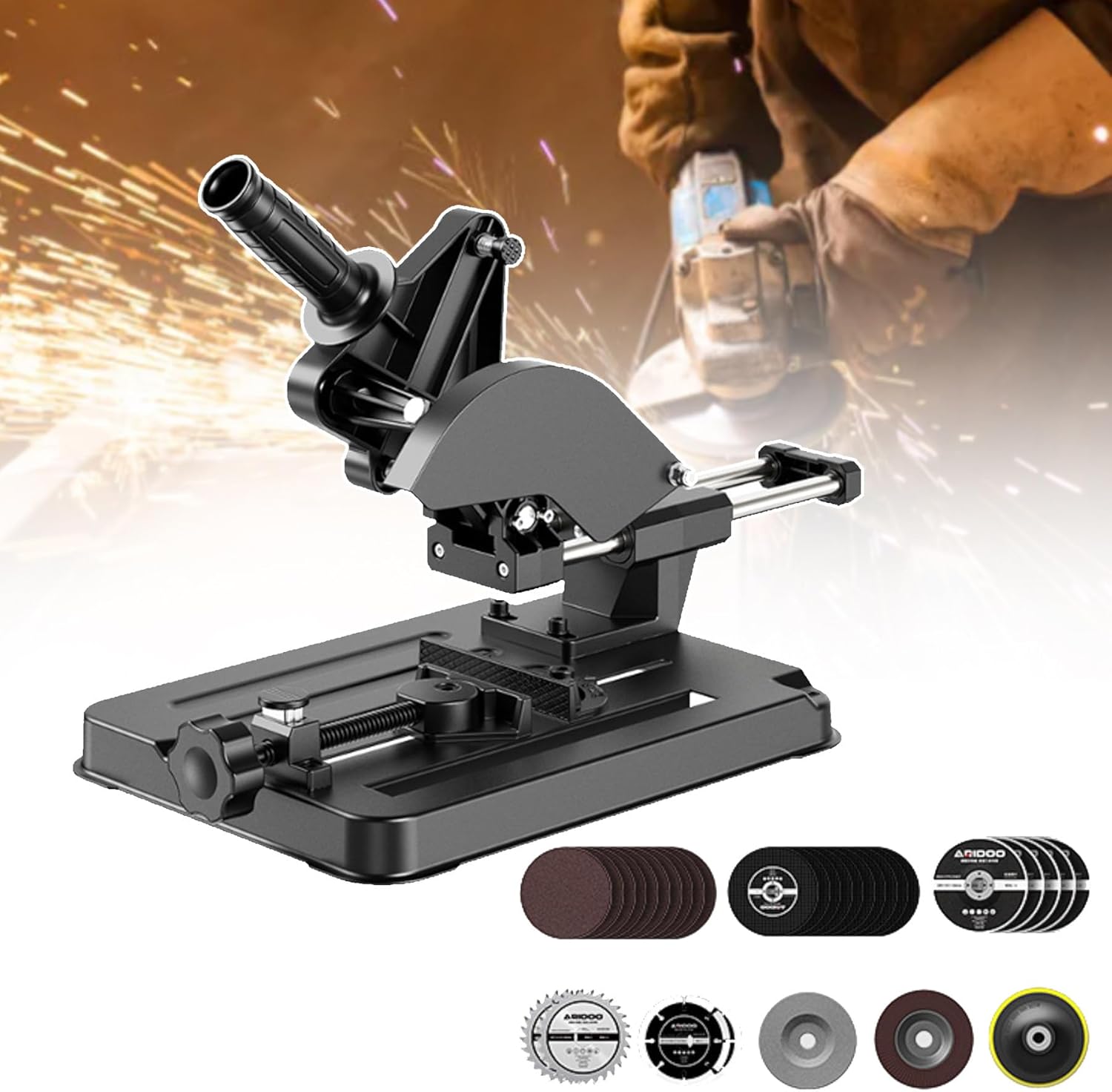 Angle grinder fixing bracket, cutting machine bracket, small DIY tool, stable clamping design, double triangle structure