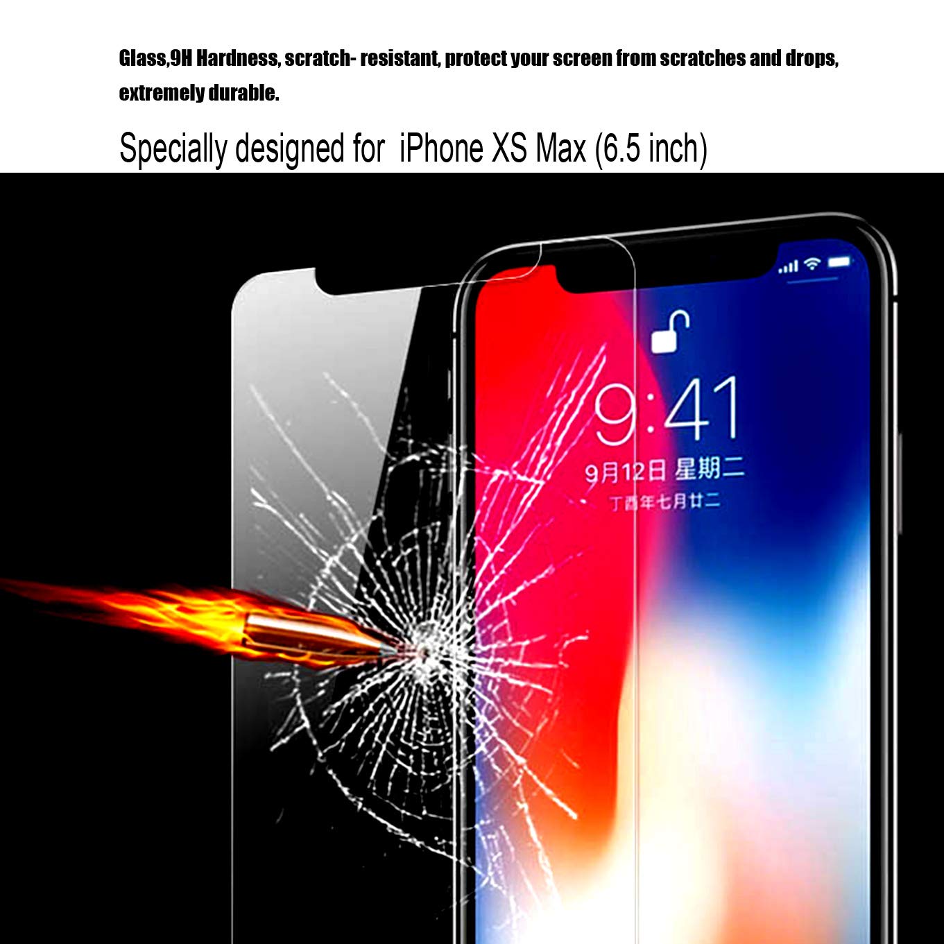 [2 Stück] Displayschutzfolie kompatibel iPhone Xs (5,8 Zoll)/iPhone X Panzerglas Displayschutzfolie Touch 9H Härte Transparenz für iPhone Xs Displayschutzfolie Glas
