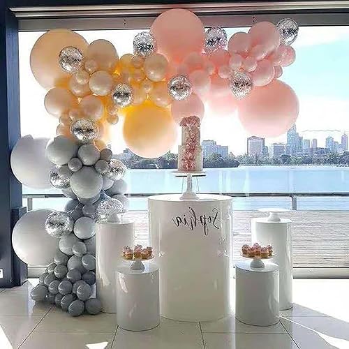 Miniatura 3 de HM&DX Soporte redondo para decoración de eventos, soporte de pedestal de cilindro de metal, 5 piezas, soportes cilíndricos para fiestas, pilares de