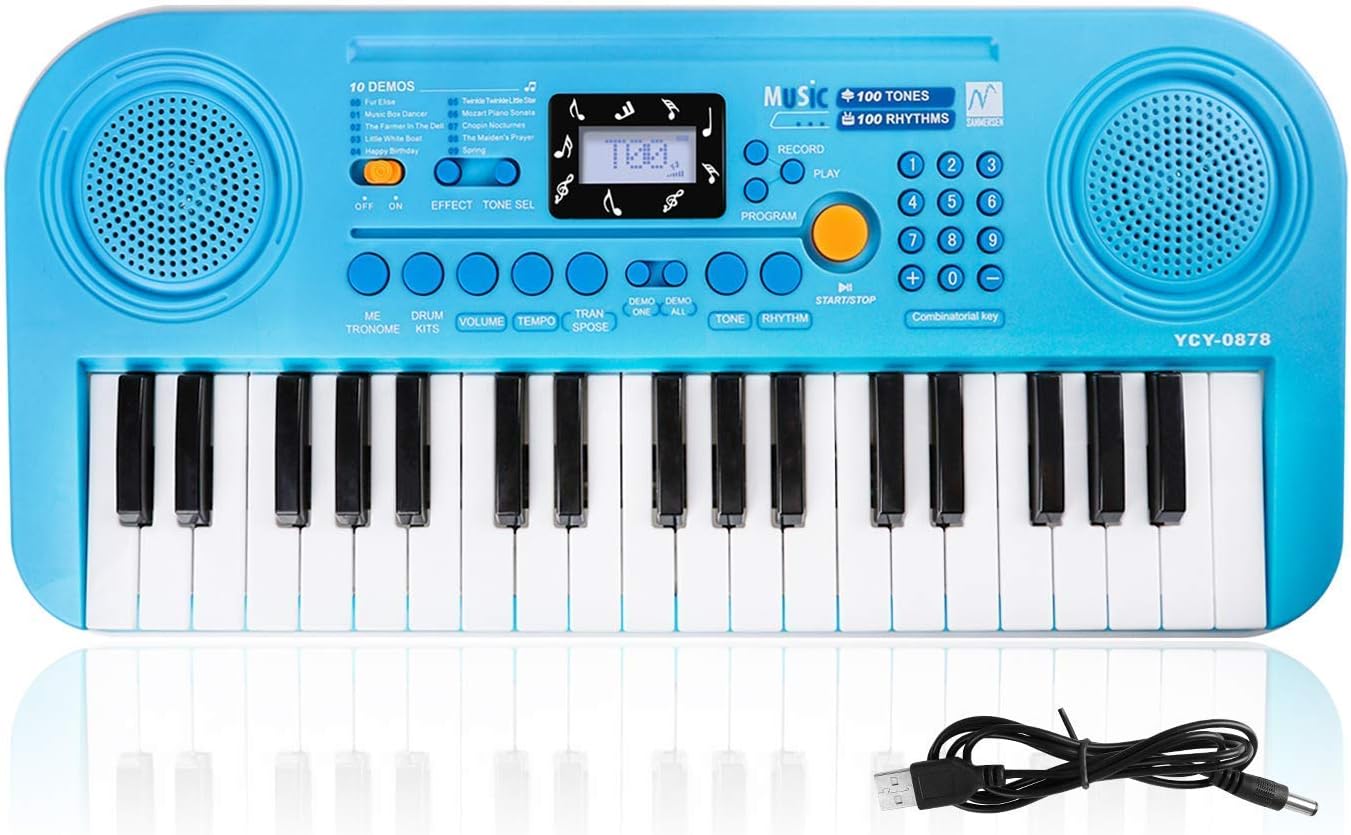 TWFRIC Piano Keyboard for Kids 37 Key Portable Piano Keyboard with LCD Screen Display, Electronic Music Piano Keyboard for toddlers Early Learning Music Educational Toy Birthday Christmas Day Gifts