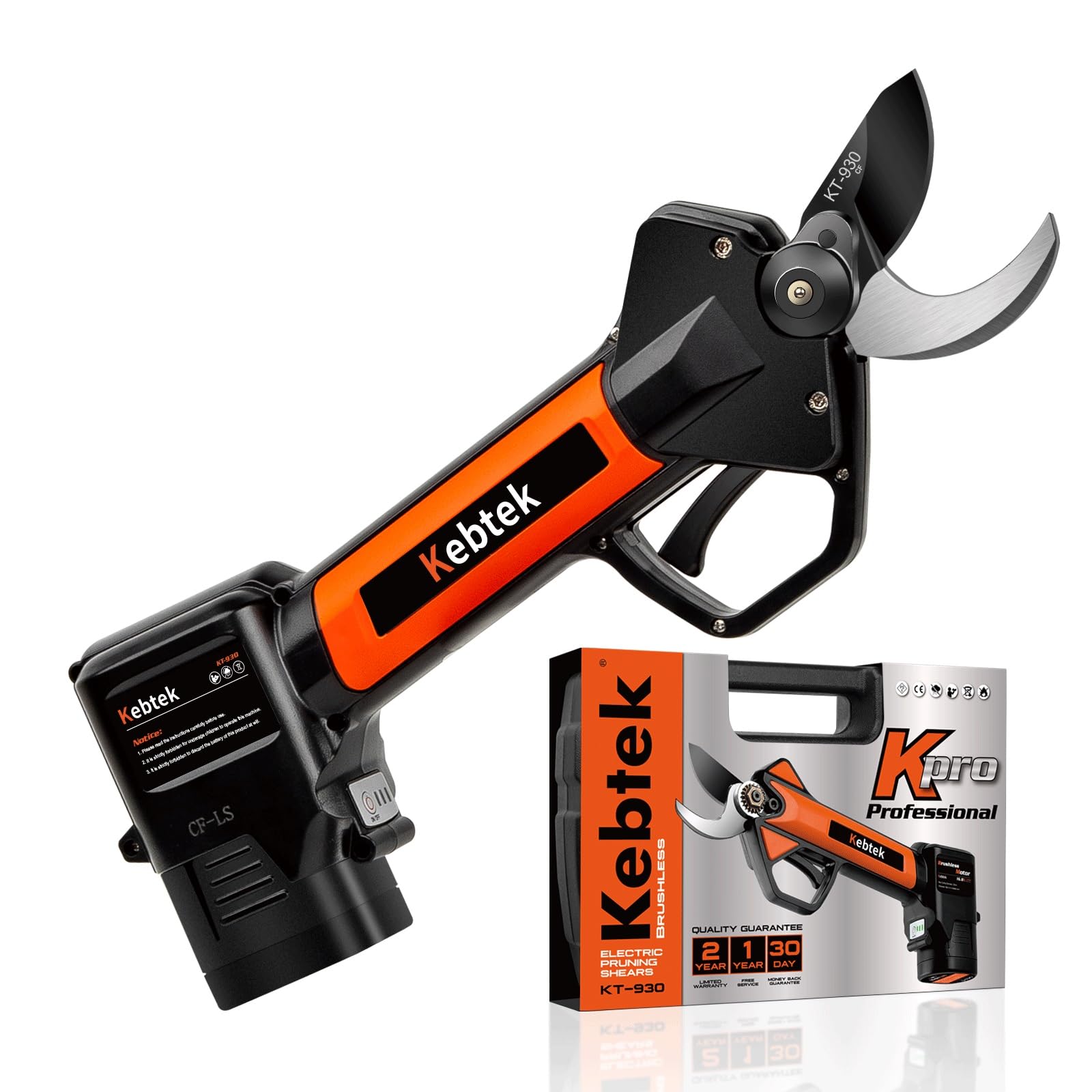 Kebtek Professionelle Elektrische Gartenschere 30MM Zügiges Schneiden 880G | KPRO 16.8V 1.2Zoll Gartenschere Akku Leichtes Gerät mit 8-10 Stunden Betriebszeit für hocheffiziente Schneidaufgaben KT930