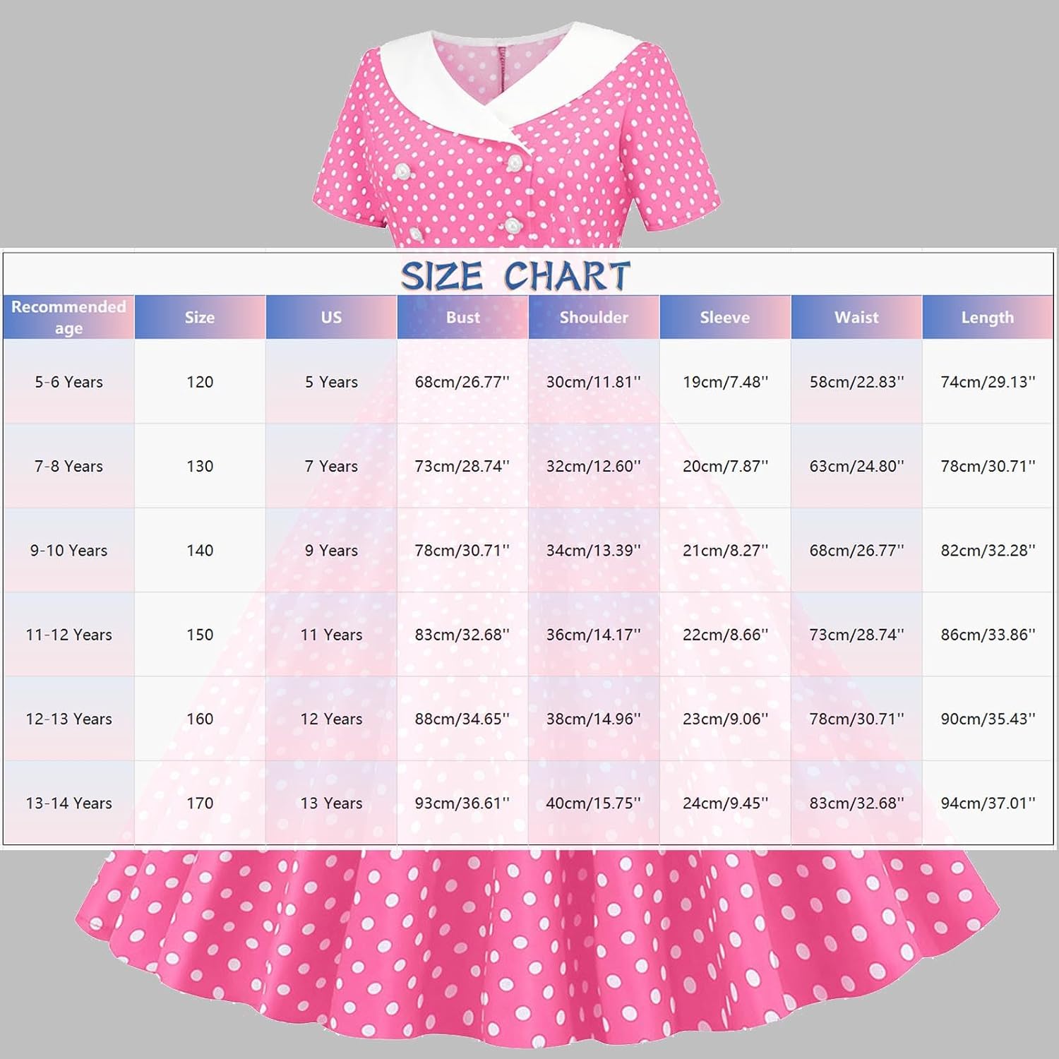 Girls 50s Vintage Dresses Polka Dot Swing Party Dress Lapel Collar Wedding Dress Swing Skater Dresses for Kids