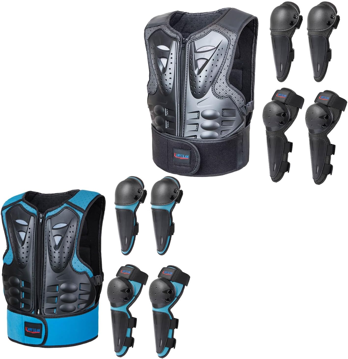 Kids Motocross Vest for Dirt Bike ATV Skateboard,Children Body Armor Protection with Knee Pads Eblow Pads 2 Sets
