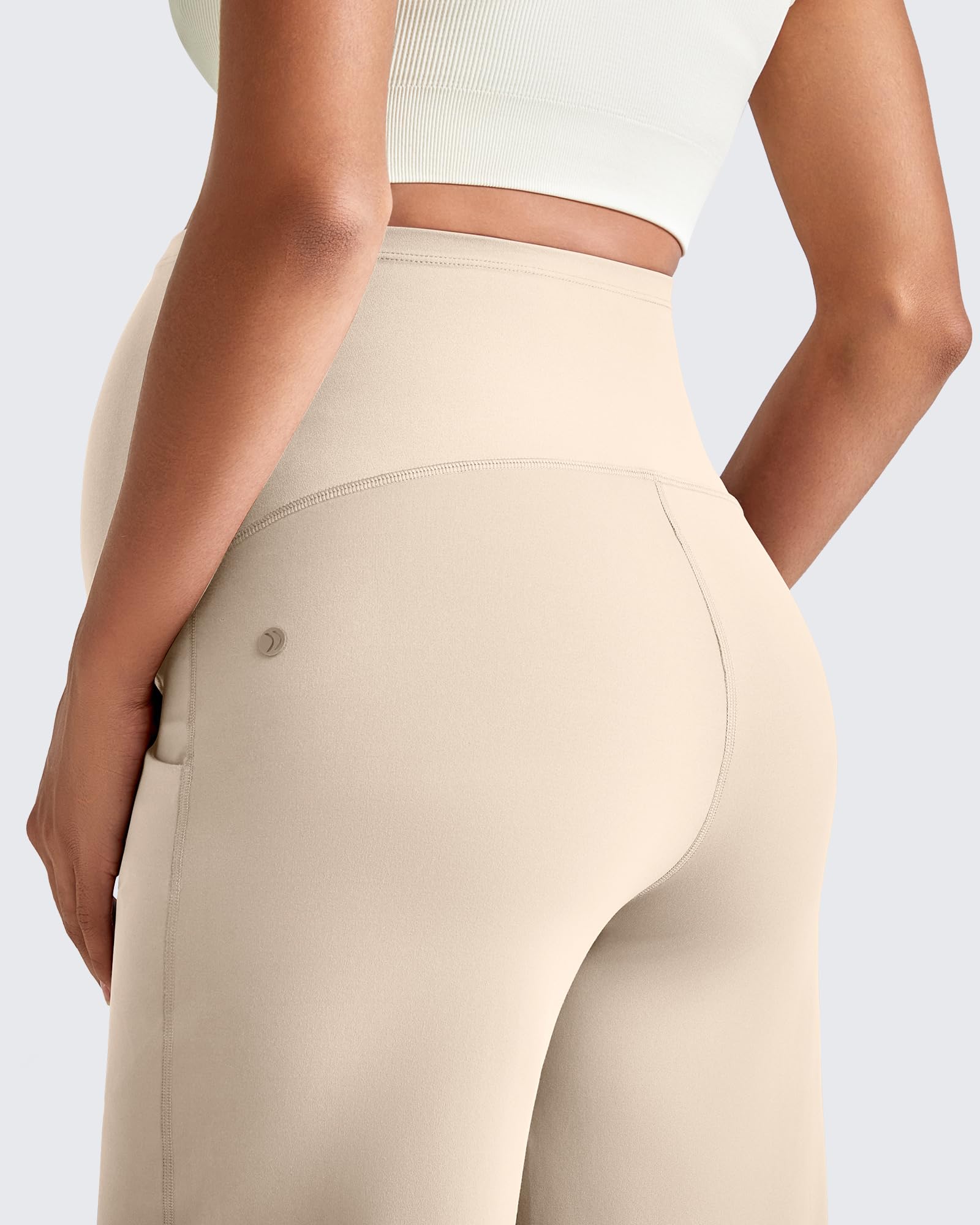 G4Free Maternity Trousers Over Bump Stretchy Lounge Work Pregnancy Yoga Pants Wide Leg Trousers with Pockets