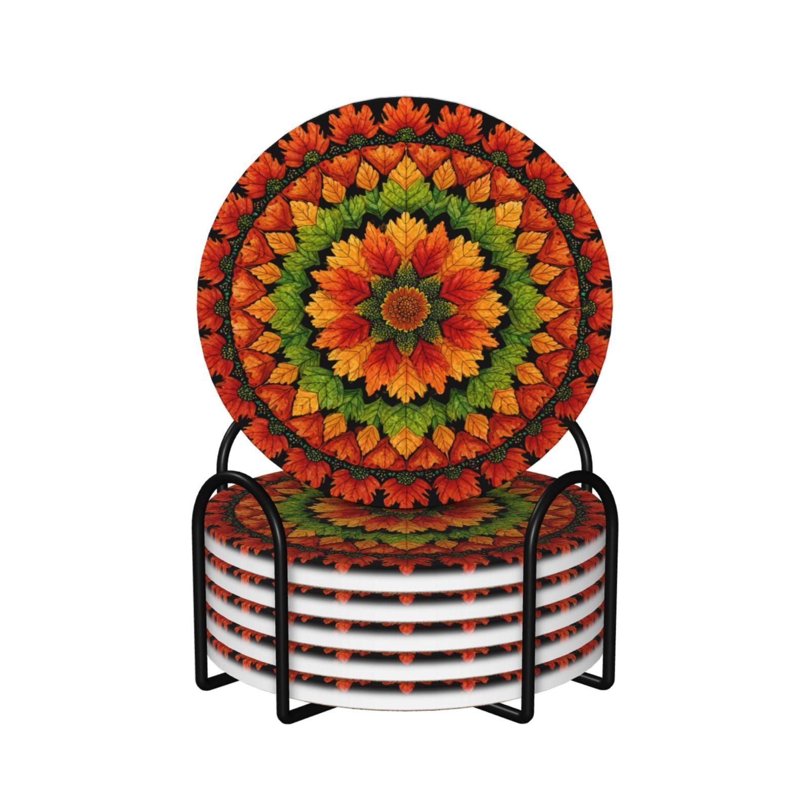 Dessous de verre céramique Mandala automnal lot de 6 dessous de tasse