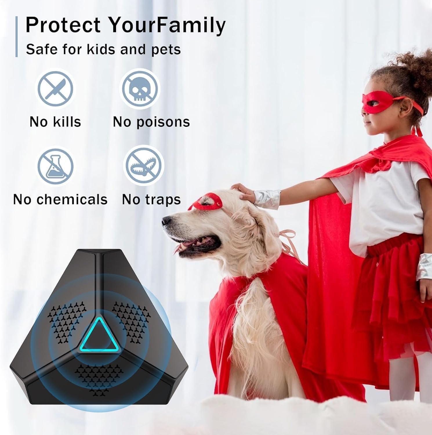 Ultrasons pour Rats, répulsif à ultrasons pour Souris, Souris et Rats à ultrasons 360 ° avec lumière LED répulsif à ultrasons pour rongeurs parasit araignées Papillons Fourmis
