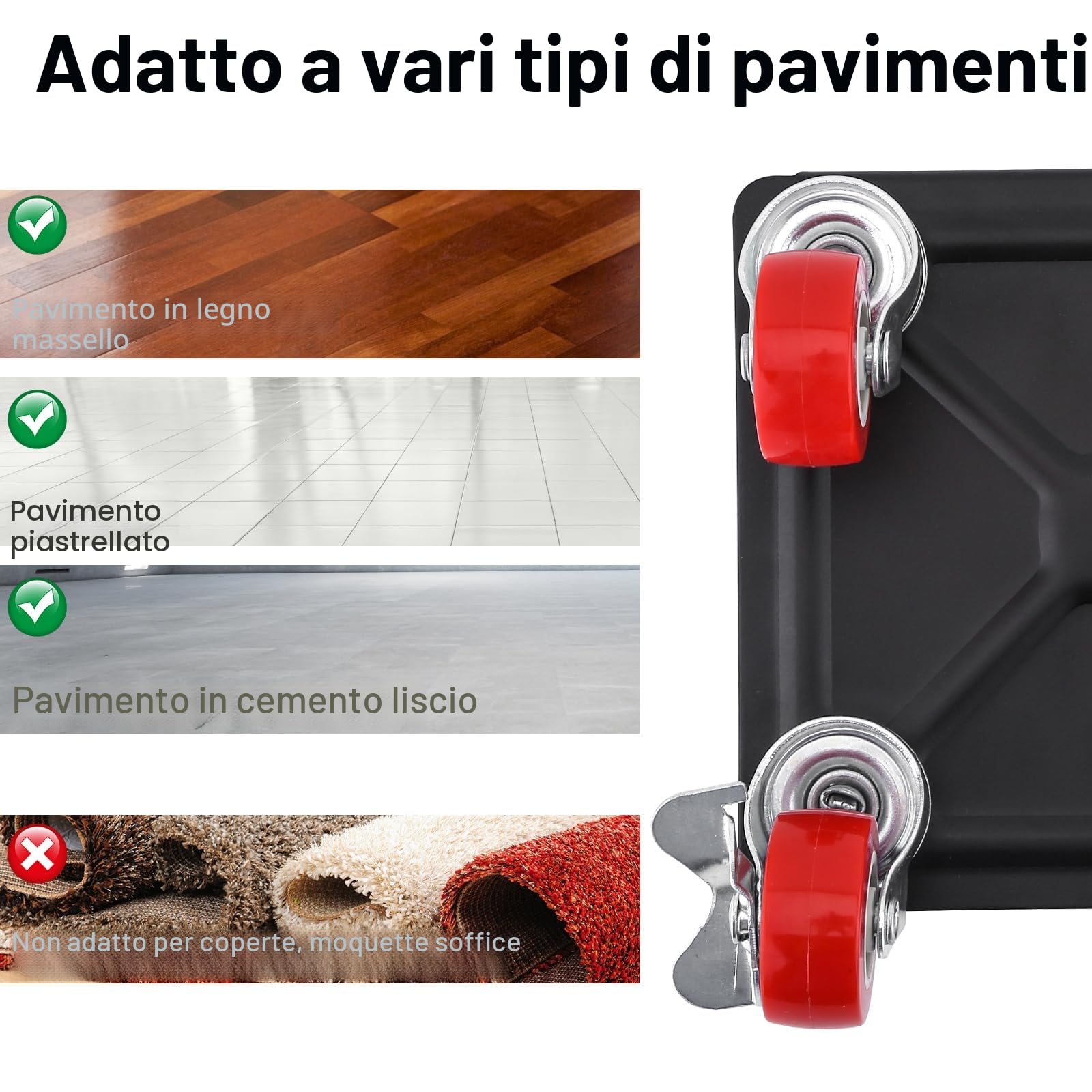 LESOLEIL Sollevatore Mobili Pesanti, Kit Rotelle per Spostare Mobili con 360 Gradi rotelle e freni per Spostare Mobili Pesanti, Frigorifero, Divano, Carico Fino a 800KG