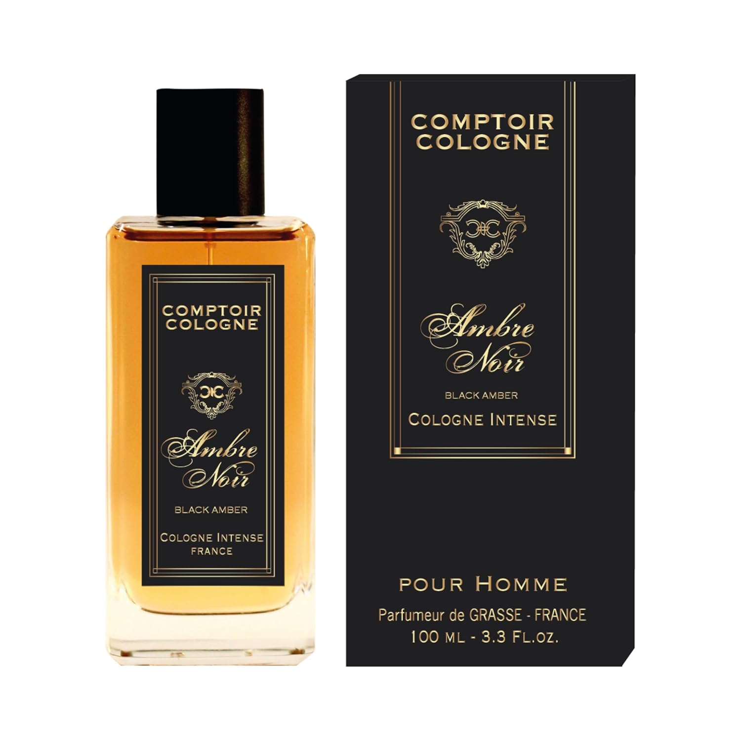 Black Amber Intense - Cologne for Men with Sun-Drenched Citrus, Cedar, and Amber Notes - Long Lasting Warm, Woody Scent - 3.3 oz