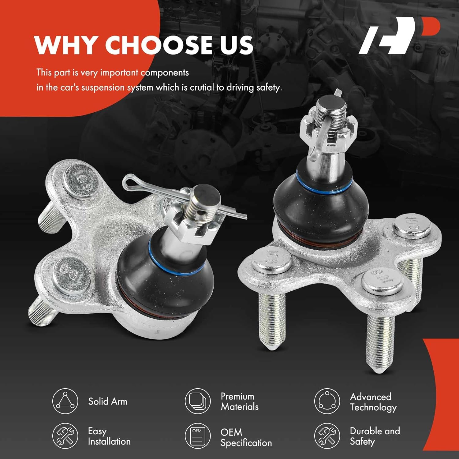 A-Premium 2 x Front Lower Ball Joint, Compatible with Honda CR-V 2017-2023, Civic 2016-2023, Accord 2018-2024, Insight 2019-2022 & Acura RDX 2019-2023