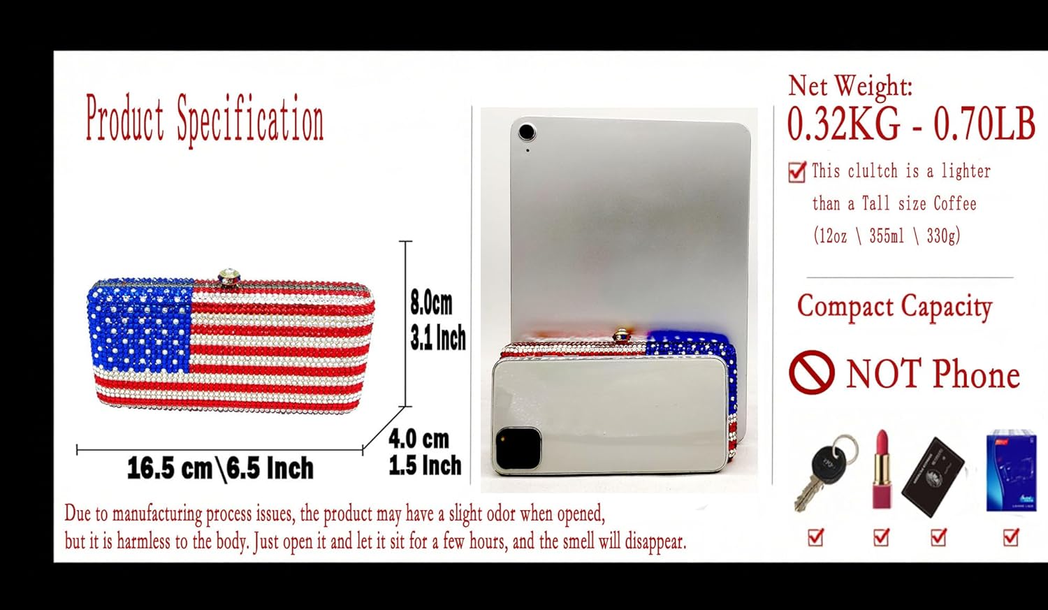 Boutique De FGG Piano Keyboard Crystal Clutch Purses for Women Formal Evening Bags Party Prom Rhinestones Clutch Bags,Mini