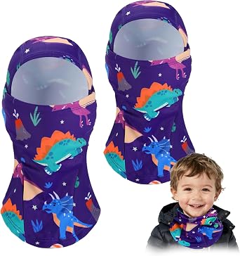2pcs Fleeced Lined Balaclava Ski Mask for Kids 2-14- Kids Winter Face Cover Mask Windproof for Cold Weather Girls Boys Gift