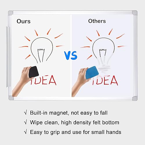 Miniatura 4 de IHPUKIDI - Borradores magnéticos de borrado en seco, paquete de 48 borradores magnéticos de pizarra blanca para aula, hogar y oficina (negro, 1.97 x