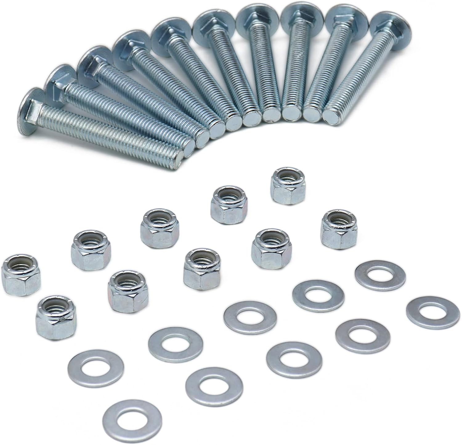 Replacement Mounting Bolts & Washers for Western Snow Plow Cutting Edges - 1/2" x 2" Carriage Bolts, Nylon Locknuts & Flat Washers, Fits Western Pro, MVP, UltraMount - SAM 3371301061 Style 10 Pack