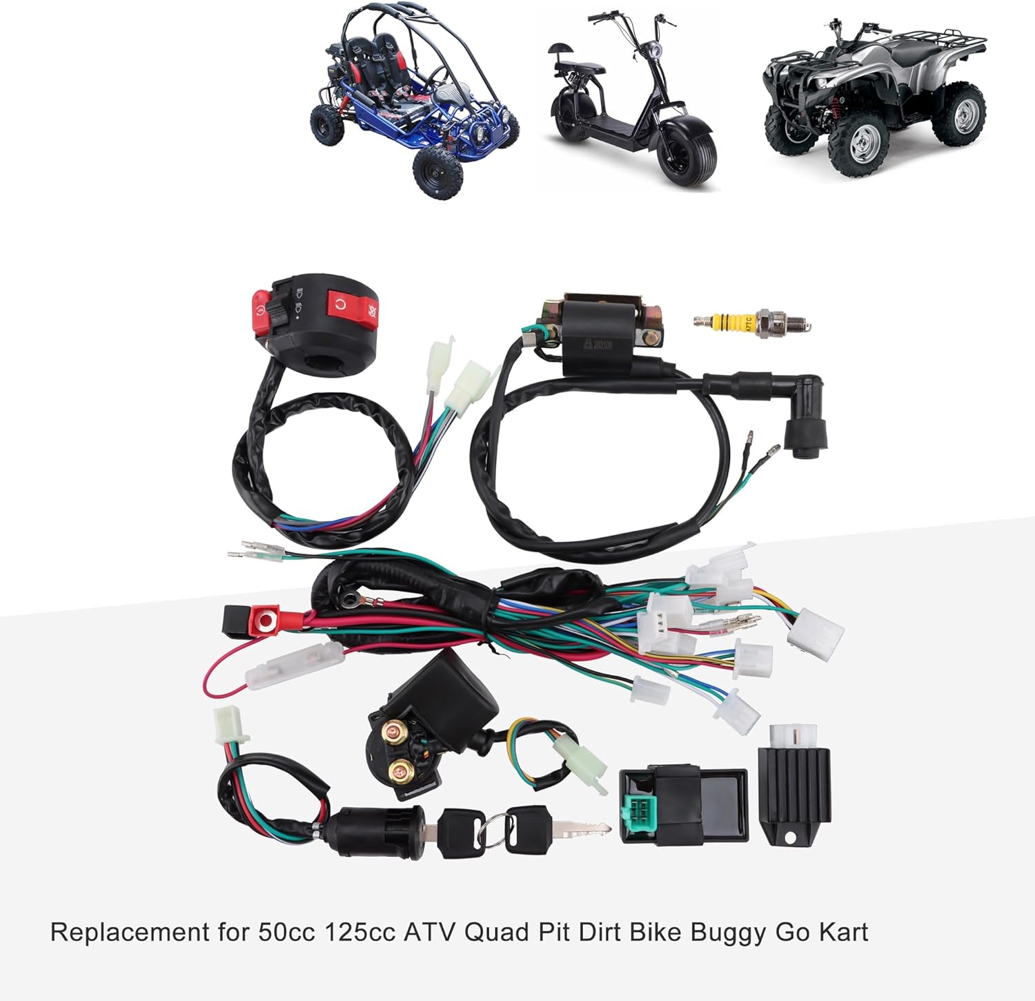 GOOFIT Ignition Rebuild Kit Wiring Harness for 4 Stroke ATV 50cc 70cc 90cc 110cc 125cc Chinese Dirt Bike Go Kart Scooter Moped Parts