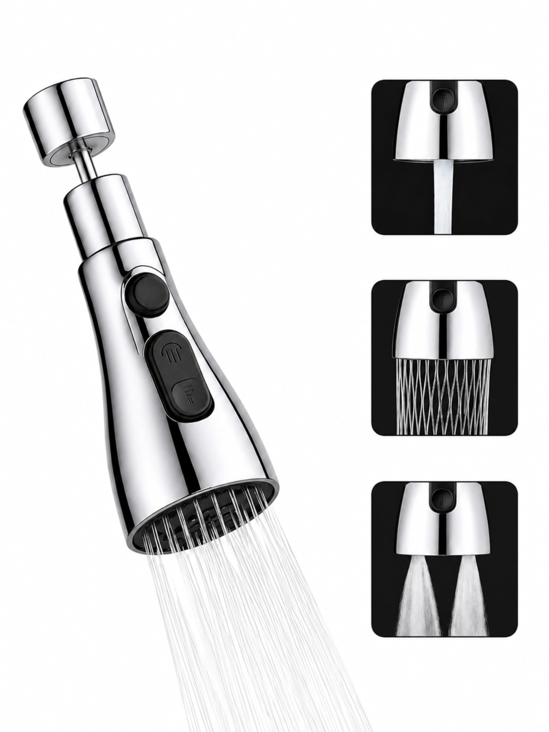 Kitchen Faucet Extender, 360° Rotation, 3 Mode Spray, Chrome Plated | Kitchen Sink Use, Tap Aerator Attachment, Flexible Swivel Head, Easy Installation-image-29